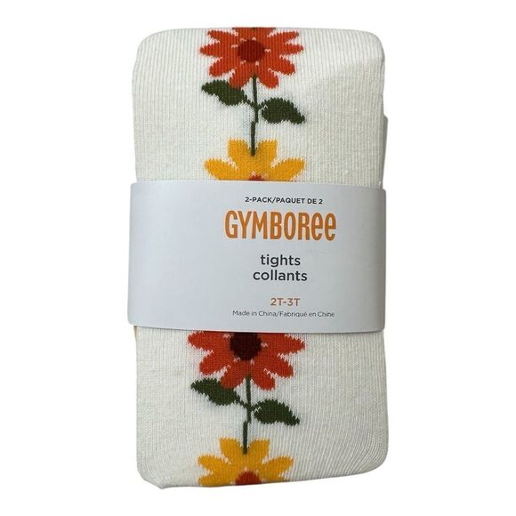 NWT Gymboree Girls Sunflower Tights 2-Pack Harvest Multi 2T-3T - Picture 5 of 6